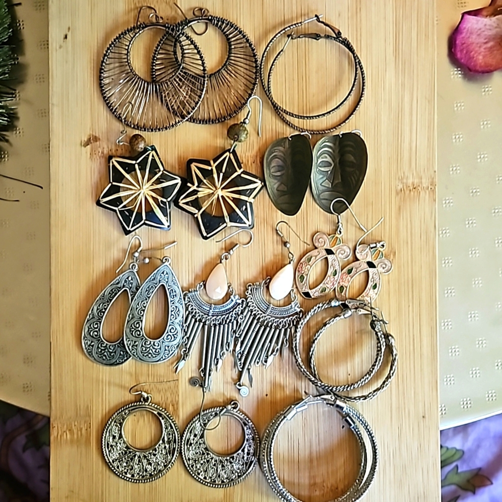 10 vintage bohemian fashion earrings costume jewelry